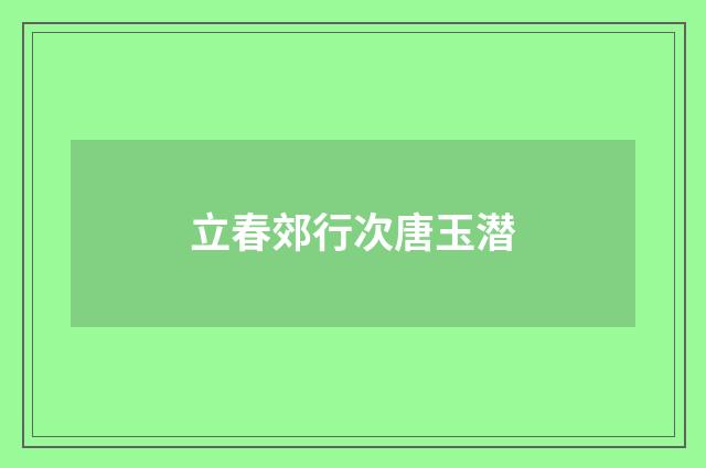 立春郊行次唐玉潜