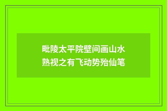 毗陵太平院壁间画山水熟视之有飞动势殆仙笔
