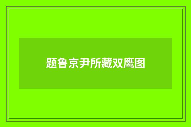 题鲁京尹所藏双鹰图