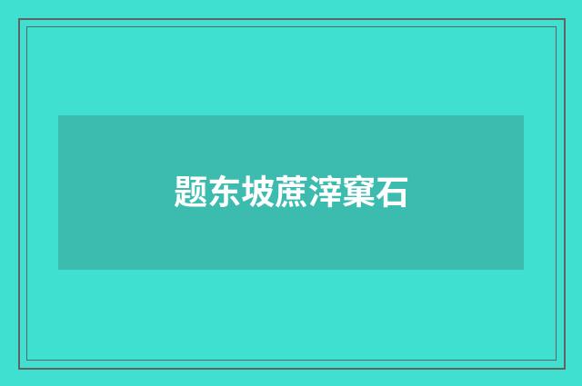 题东坡蔗滓窠石