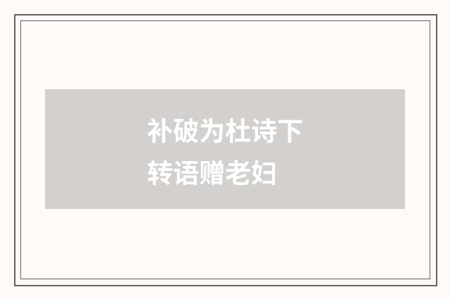 补破为杜诗下转语赠老妇