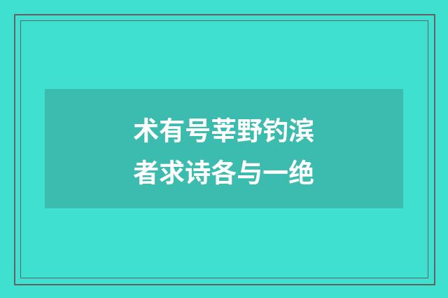 术有号莘野钓滨者求诗各与一绝