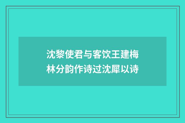 沈黎使君与客饮王建梅林分韵作诗过沈犀以诗
