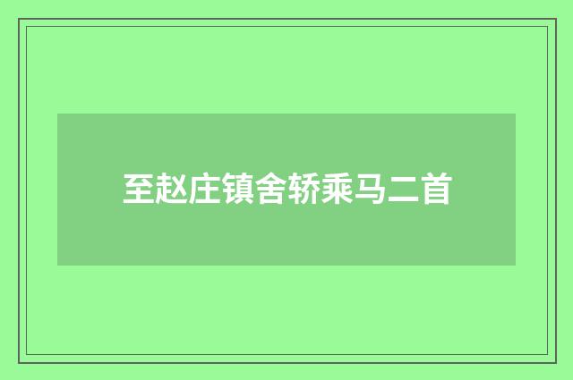 至赵庄镇舍轿乘马二首