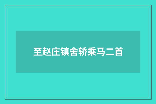 至赵庄镇舍轿乘马二首