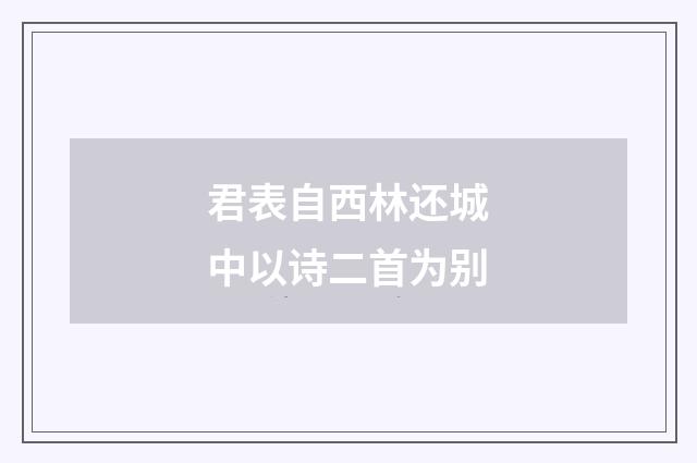 君表自西林还城中以诗二首为别