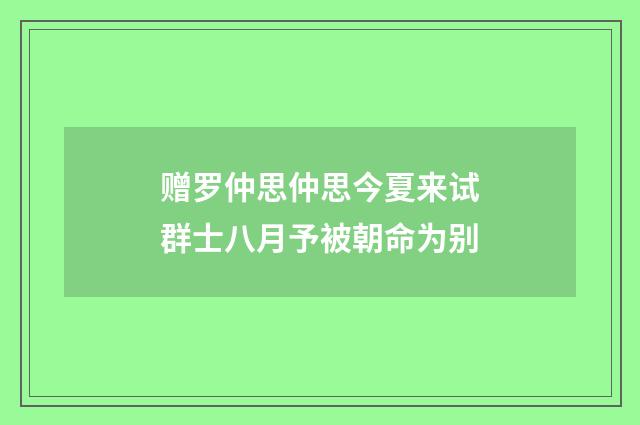 赠罗仲思仲思今夏来试群士八月予被朝命为别