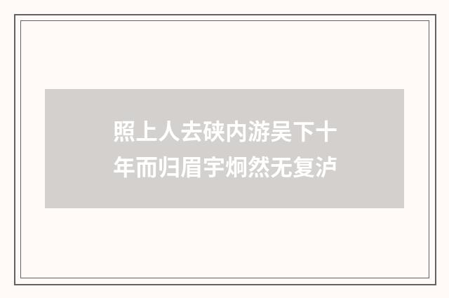 照上人去硖内游吴下十年而归眉宇炯然无复泸