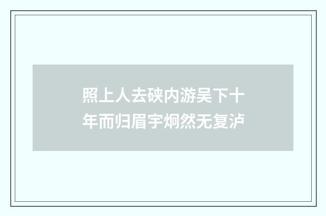 照上人去硖内游吴下十年而归眉宇炯然无复泸