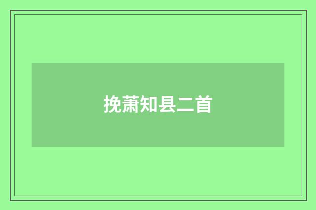 挽萧知县二首