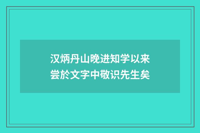 汉炳丹山晚进知学以来尝於文字中敬识先生矣