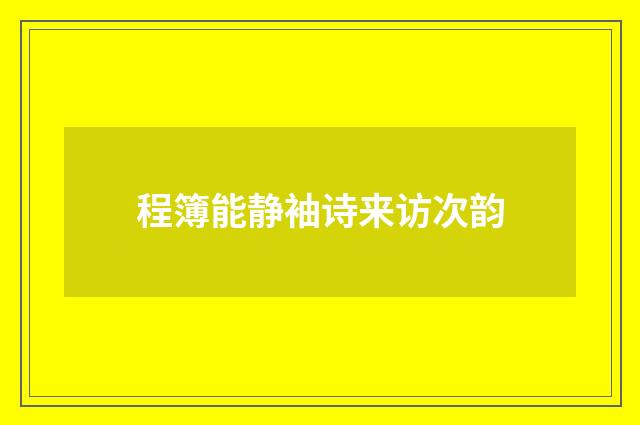 程簿能静袖诗来访次韵