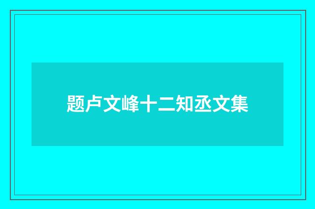 题卢文峰十二知丞文集