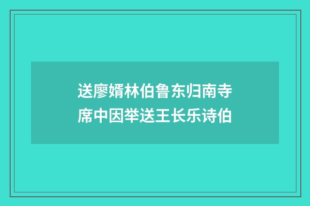 送廖婿林伯鲁东归南寺席中因举送王长乐诗伯