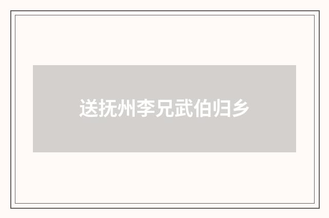 送抚州李兄武伯归乡