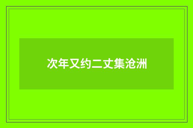 次年又约二丈集沧洲