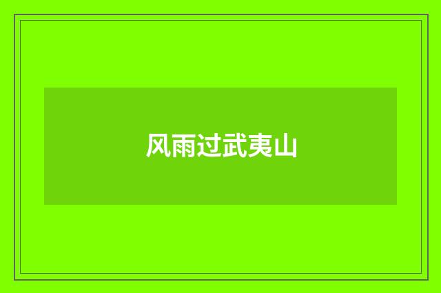 风雨过武夷山