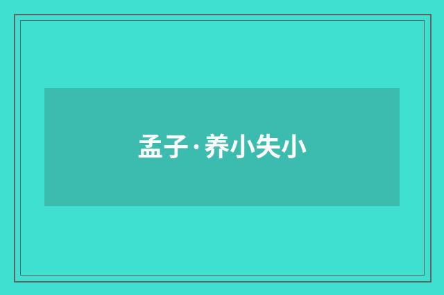 孟子·养小失小