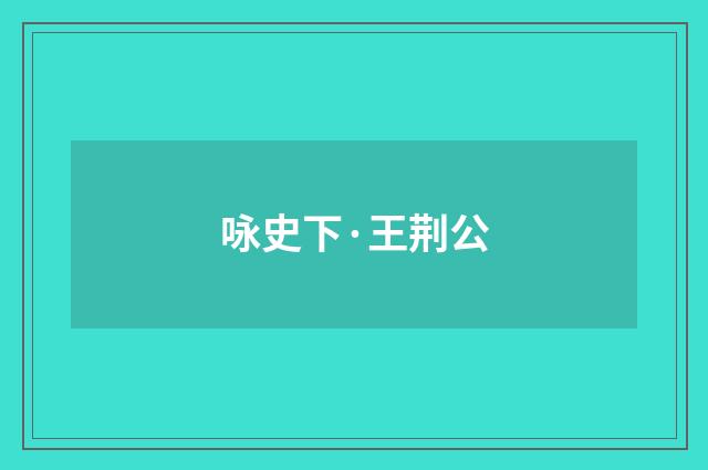 咏史下·王荆公