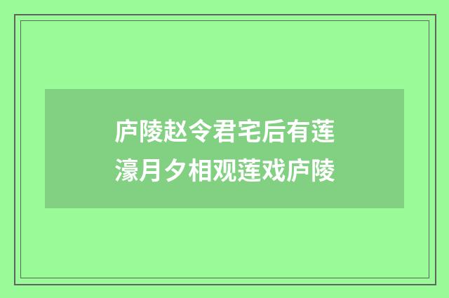 庐陵赵令君宅后有莲濠月夕相观莲戏庐陵