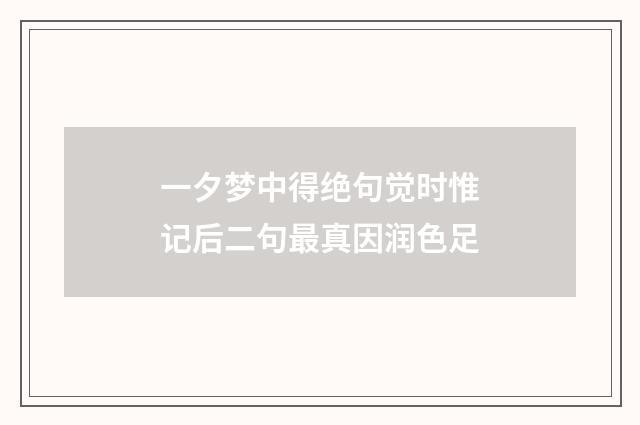 一夕梦中得绝句觉时惟记后二句最真因润色足