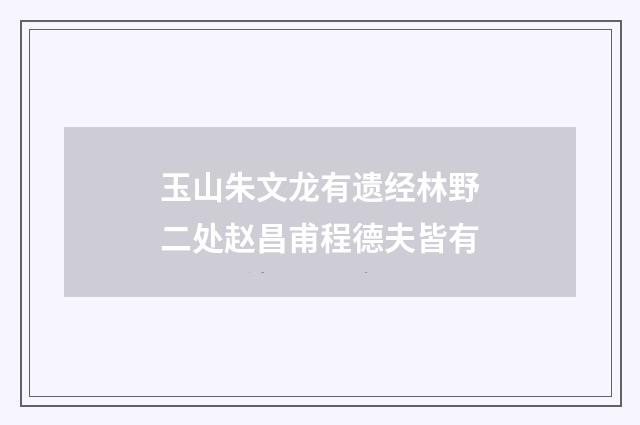 玉山朱文龙有遗经林野二处赵昌甫程德夫皆有
