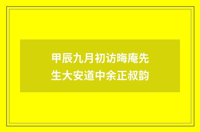 甲辰九月初访晦庵先生大安道中余正叔韵