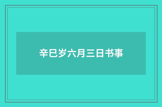 辛巳岁六月三日书事