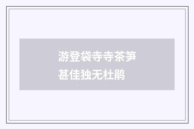 游登袋寺寺茶笋甚佳独无杜鹃
