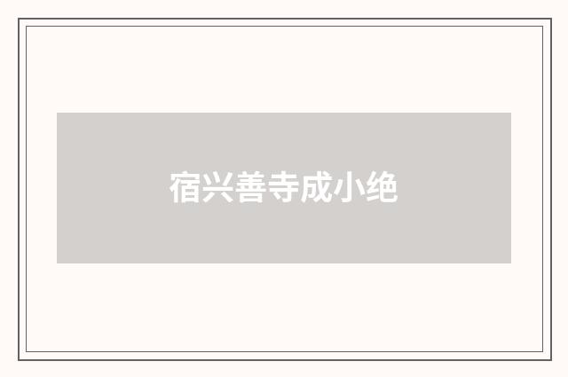 宿兴善寺成小绝