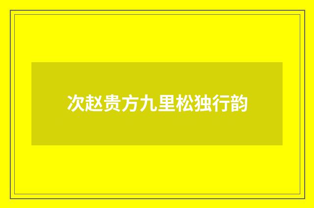 次赵贵方九里松独行韵