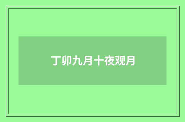 丁卯九月十夜观月