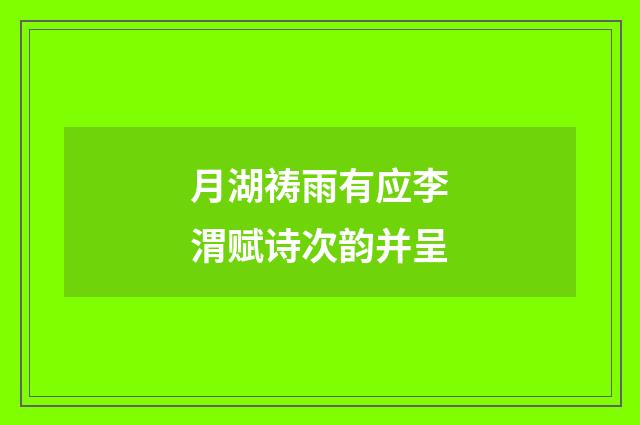 月湖祷雨有应李渭赋诗次韵并呈