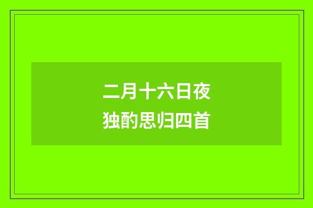 二月十六日夜独酌思归四首