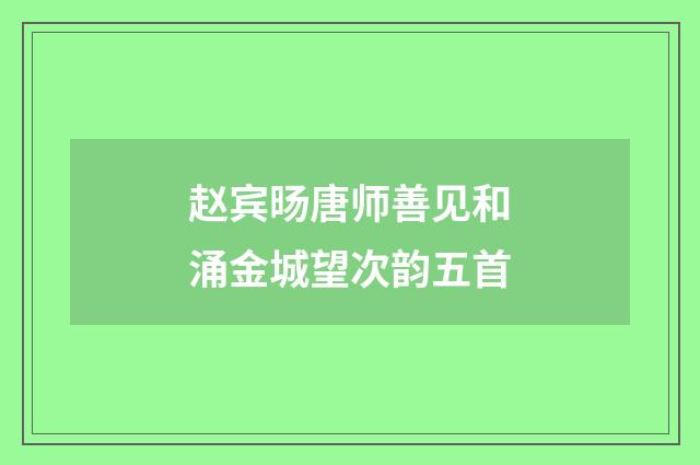 赵宾旸唐师善见和涌金城望次韵五首