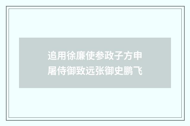 追用徐廉使参政子方申屠侍御致远张御史鹏飞