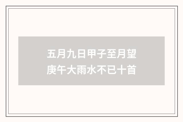 五月九日甲子至月望庚午大雨水不已十首
