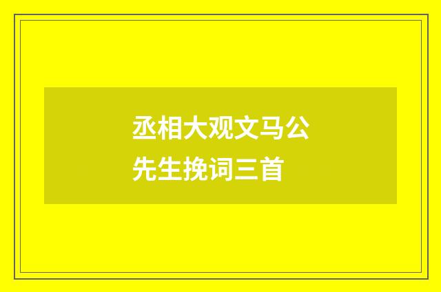 丞相大观文马公先生挽词三首