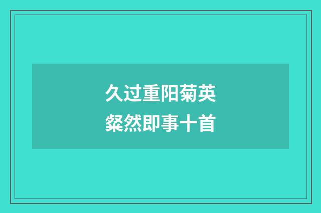久过重阳菊英粲然即事十首