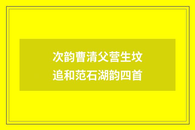 次韵曹清父营生坟追和范石湖韵四首