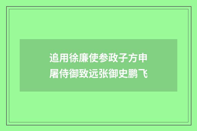 追用徐廉使参政子方申屠侍御致远张御史鹏飞