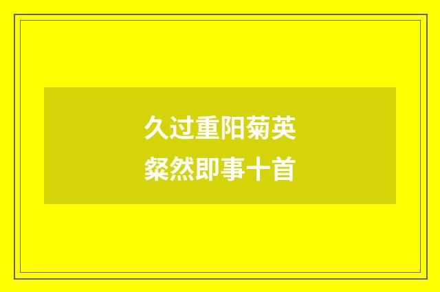 久过重阳菊英粲然即事十首