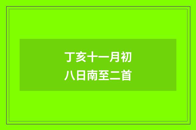 丁亥十一月初八日南至二首