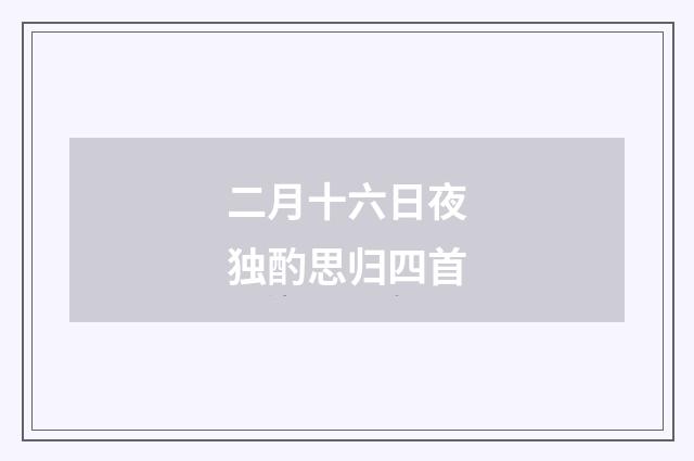 二月十六日夜独酌思归四首
