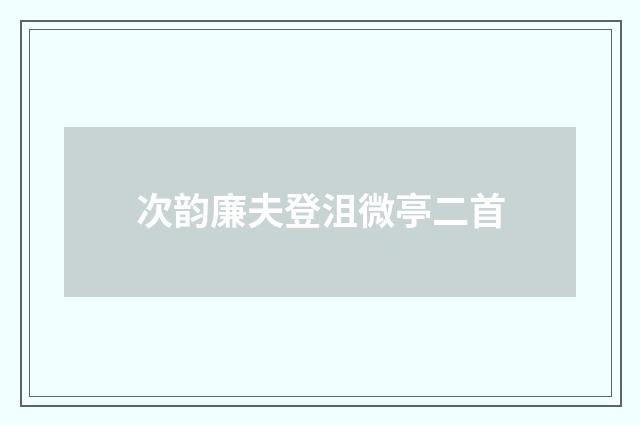 次韵廉夫登沮微亭二首