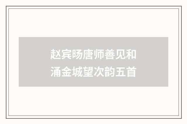 赵宾旸唐师善见和涌金城望次韵五首