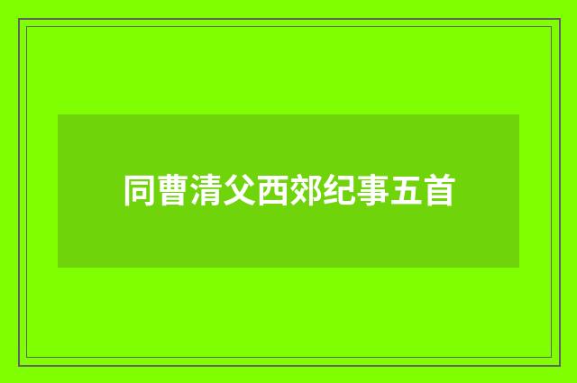 同曹清父西郊纪事五首