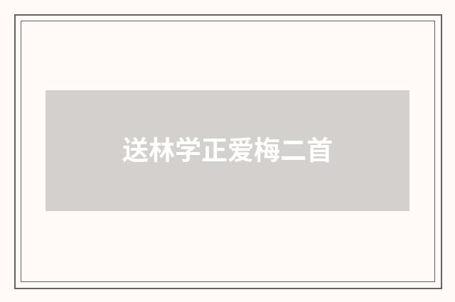送林学正爱梅二首
