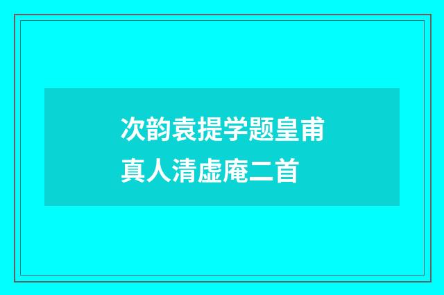 次韵袁提学题皇甫真人清虚庵二首