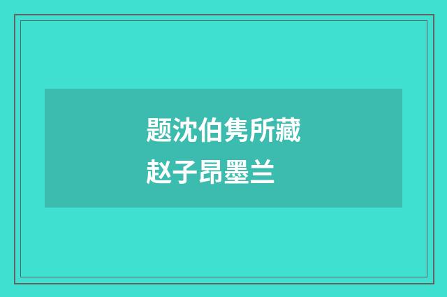 题沈伯隽所藏赵子昂墨兰